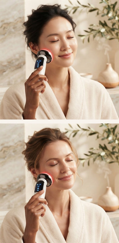 Masseur Facial Multifonction – Chaleur, Micro-courant & 4 Modes